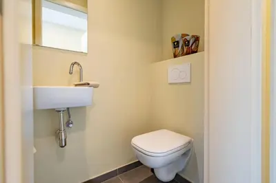 a bathroom with a toilet and a sink at La Bohème in Liège