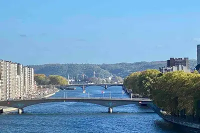 a bridge over a river in a city at Le Neuvice - Place du marché, Quais, Bueren in Liège