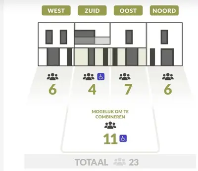 a diagram of a building with the total number of roofs at NIEUW - De Grenspaal OOST 7P - 3SLPK - SAUNA - LAADPAAL in Riemst