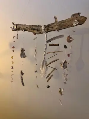 a piece of drift wood with shells on a wall at De Koer Kanne - bij Maastricht in Kanne