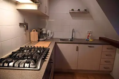 a kitchen with a stove and a sink at Zwaan7, Top Locatie! Top Deal! in Rekem