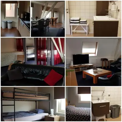 a collage of four pictures of a room at Apartment Campinor in Pelt