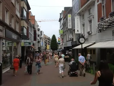 a group of people walking down a busy city street at Apartment Het Demerhuisje in Hasselt