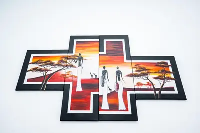 a cross with four pictures on top of it at Chambre R1 avec salle de bain partagée près de l'hôpital de la Citadelle à Liège in Liège