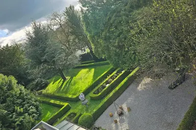 an overhead view of a garden with trees and grass at Das GANZE Chateau Thor - bis zu 22 Personen in Lontzen