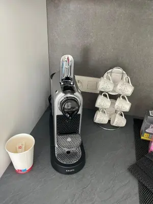 a black and white blender sitting on a counter at Residence pascalino in Ans