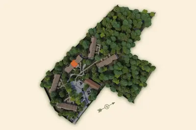 a model of a forest with a house in it at Suite Toegankelijk | 2 personen in Heusden - Zolder