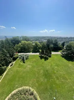 an aerial view of a green field with trees at Appartement panoramique plein sud Liège in Liège