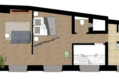 a floor plan of a small apartment with a room at 1 bedroom apartment in Liège center - 1st floor in Liège