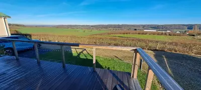 a balcony with a view of a field at Chalet nr 17 Park Bergzicht Teuven in Voeren