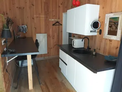 a kitchen with a sink and a counter top at B&B Halen in Halen