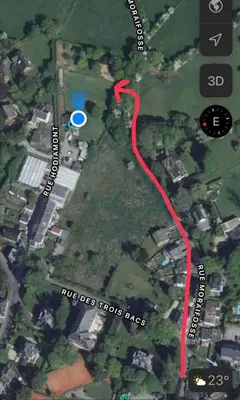 a map of therue des trois fluxes pass at Le chalet Nord in Verviers