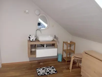 a bathroom with a sink and a mirror at Bertha in Houthalen-Helchteren
