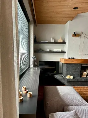 a living room with a couch and a fireplace at Zalig HASPENGOUW in Sint-Truiden