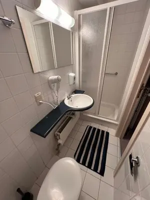 a bathroom with a toilet and a sink and a shower at Klappoel - by Cafe Rene Borgloon in Borgloon