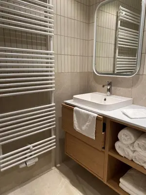 a bathroom with a sink and a mirror at Weserwasser in Eupen