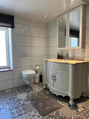a bathroom with a sink and a toilet at Residence Saint Lambert in Plombières
