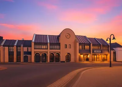 a building with a clock on the front of it at L'appart en gare in Welkenraedt