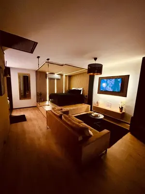 a living room with a couch and a tv at Luxury Loft Home Sweet House in Oupeye