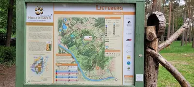 a sign with a map of a park at Chalet Bos en Pootjes in Lanaken