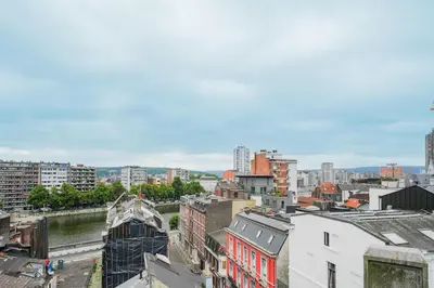 a view of a city with a river and buildings at Superbe appartement 2 chambres en centre-ville in Liège