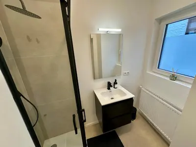 a bathroom with a shower and a sink at L éclipse - Luxe moderniste en plein cœur de Liège in Liège