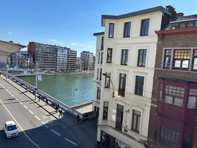 a view of a river in a city with buildings at Le Léopold - Cocon en Hypercentre de Liège in Liège