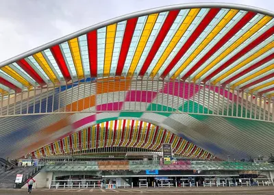 a large building with a large colorful ceiling at Elegant loft in Liège with private terrace in Mellet