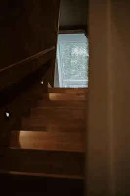 a view of a stairway with a window at Molhemhoeve in Peer