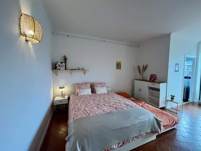 a bedroom with a large bed in a room at Avenue Rogier in Liège