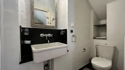 a bathroom with a sink and a toilet at Hoefke Voort - Familievakantie midden in de natuur