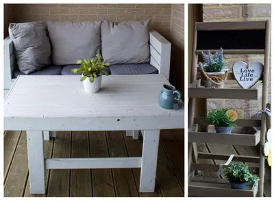 a white table with potted plants and a couch at Bosbeekvallei in Opoeteren