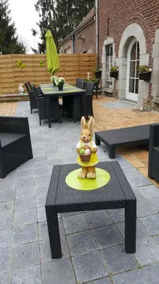 a toy animal sitting on top of a table at le gite de zoelie in Chaineux