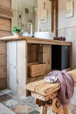 a kitchen with a sink and a counter with a table at Relax B&B Lavendine Pure in Genk