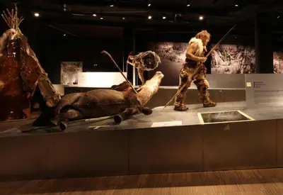 a display of prehistoric animals in a museum at Eburon Hotel in Tongeren