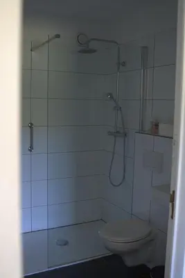 a bathroom with a shower and a toilet at 't Gulpdal Hotel Voeren-Teuven in Voeren