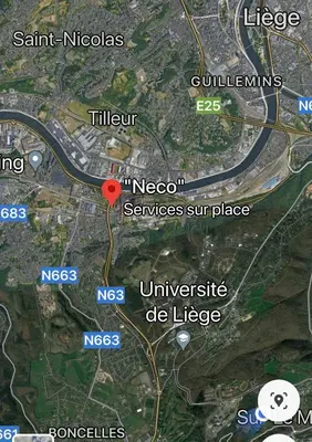 a map with a red spot on it at Fenêtre sur le Standard de Liège in Ougrée