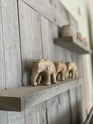 two figurines of elephants sitting on a shelf at Chalet Sint-Hubertus in Zutendaal