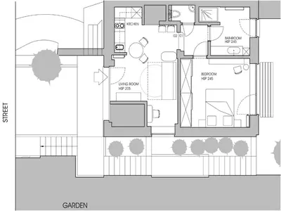 a floor plan of a house at Gîte Au26 côté jardin-côté cour in Liège