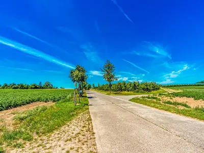 an empty road in the middle of a field at Luxurious holiday home in Heers with terrace in Mettekoven