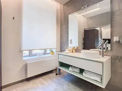 a bathroom with a sink and a mirror at Les Begards Espace 9 in Chaudfontaine