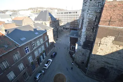 an aerial view of a city street with buildings at Amosa Liège City Centre Apart Donceel 6 in Liège