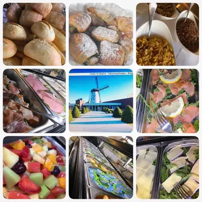 a collage of pictures of pastries and other foods at Hotel AL Mulino in Maasmechelen