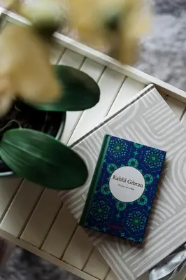 a book sitting on a table next to a plant at B&B Hof van Vervoering in Voeren