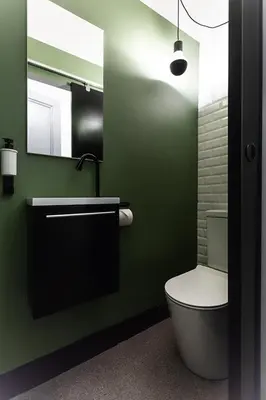 a green bathroom with a toilet and a mirror at GITADIN - Deluxe Suite Rousseau - Historical center in Liège