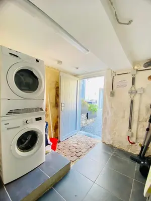 a laundry room with a washer and dryer at Les gîtes du Broukay - Hirondelle in Bassenge