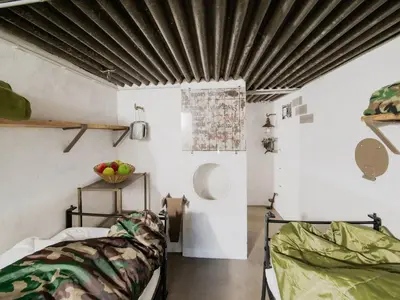 a room with two beds and a ceiling at Holiday home in Vise Richelle near town in Richelle