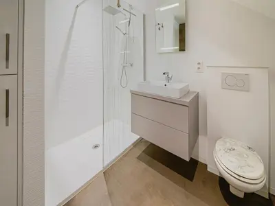 a bathroom with a shower and a sink and a toilet at Holiday home in Vise Richelle near town in Richelle