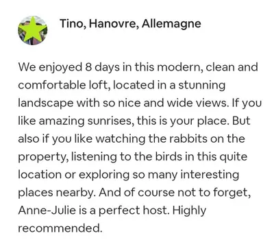 a screenshot of a cell phone of a text message at Les Croisettes 88, design loft XXL with amazing vue for peaceful stay in Trooz