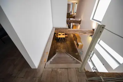 a view from the top of the stairs in a house at L'atelier de Liège: Tranquillité & Effervescence in Liège